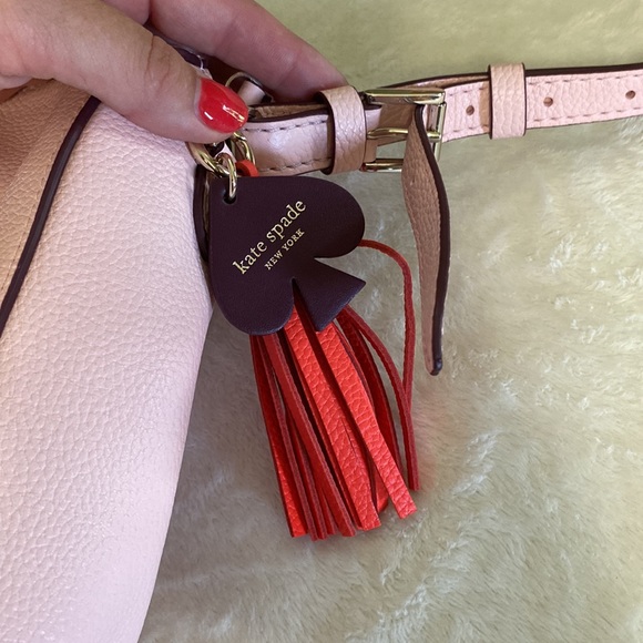 Kate Spade Light Pink Shoulder Bag with Tassel and Spade key Ring. NWOT - Picture 4 of 10